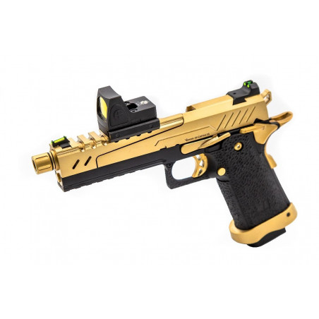 RÉPLIQUE GBB GAZ HI-CAPA 5.1 SPLIT GOLD / NOIR 1,0J + POINT ROUGE BDS