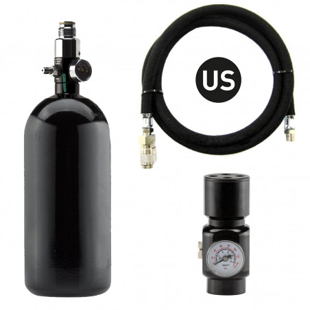 PACK COMPLET US BOUTEILLE 0,8L + PRESET + RÉGULATEUR HPA + LIGNE RENFORCÉE US