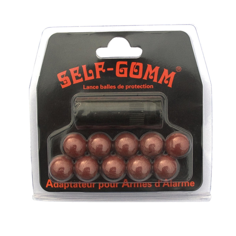 ADAPTATEUR POUR PISTOLET D'ALARME + 10 PROJECTILES SELF GOMM CALIBRE 18 MM