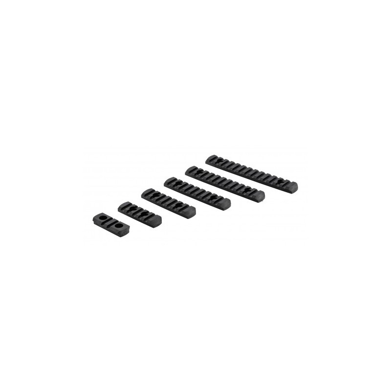 Set de 6 rails picatinny en polymère compatible M-LOK - NOIR